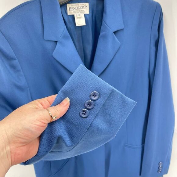 Pendleton Womens Blazer Jacket Coat 3 Button 100% Virgin Wool Blue Size 10 - Picture 5 of 10